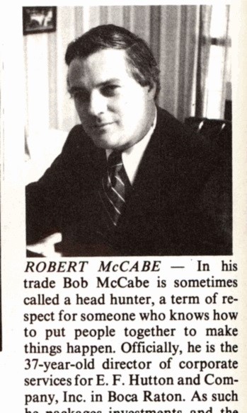 Bob McCabe was featured in a 1976 issue of Gold Coast on young people on the move.